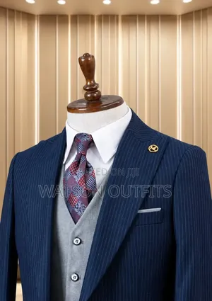 Blue Strips Men's New and Original Suits Marco Lorenzo Brand