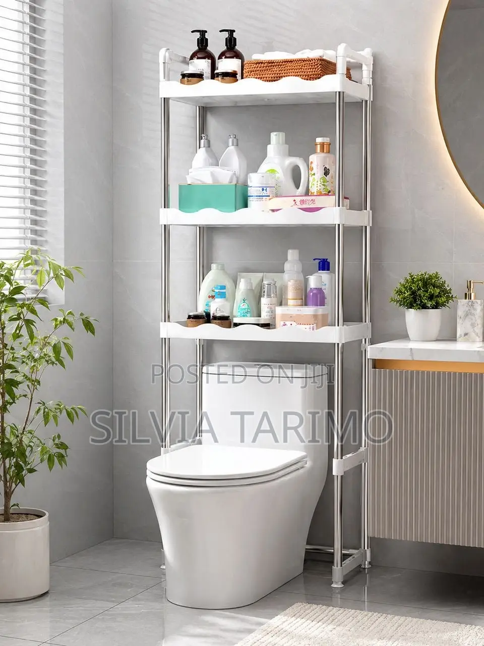 *#3-Layers Stainless Steel Toilet Rack With Plastic Shelves*