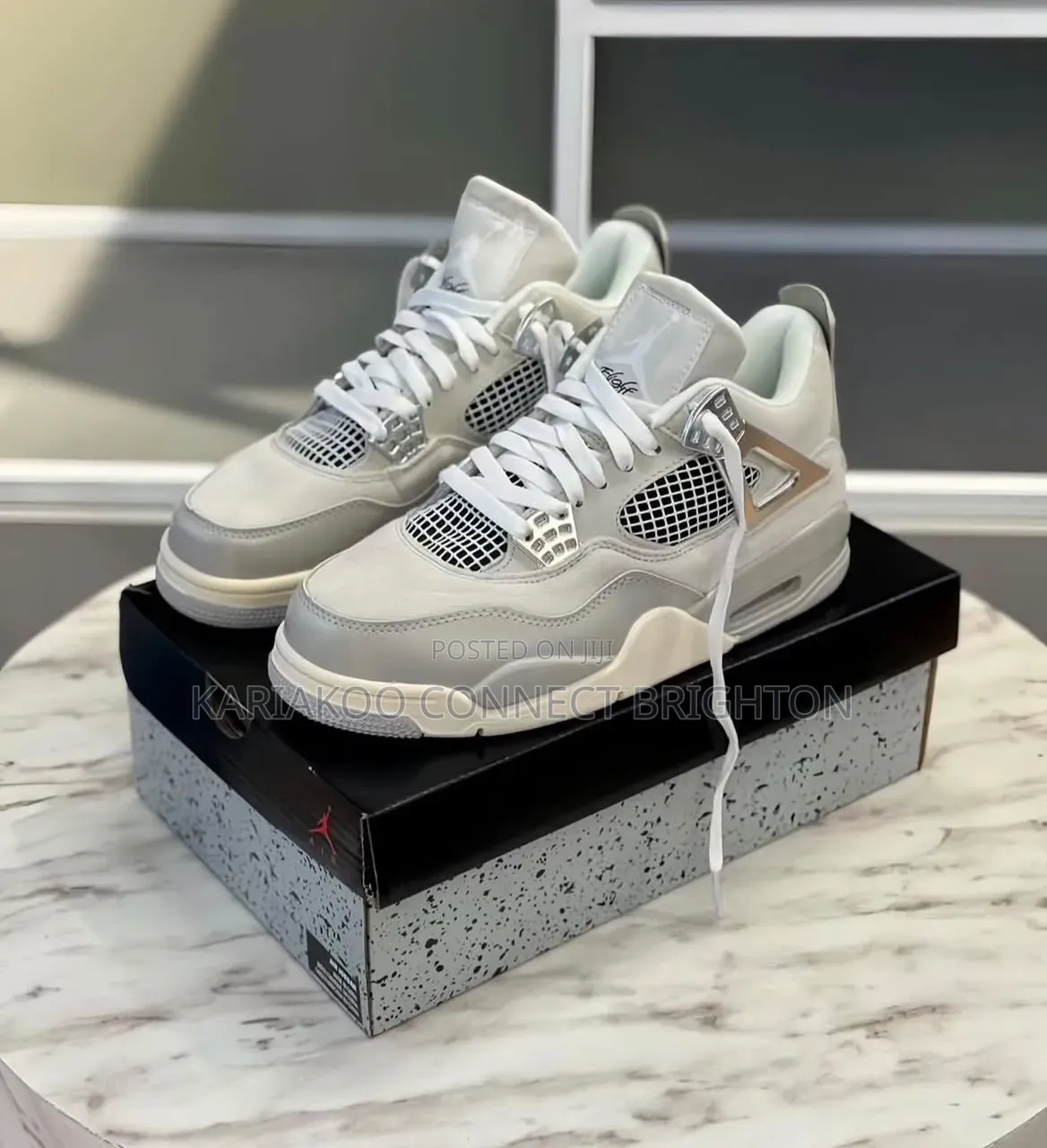 Grey White Air Jordan 4 Sneakers