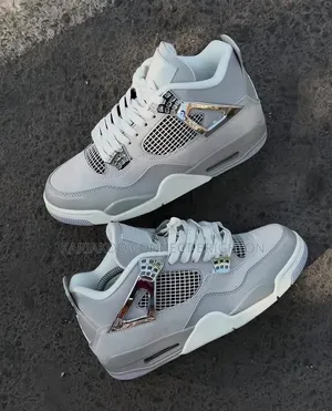 Grey White Air Jordan 4 Sneakers