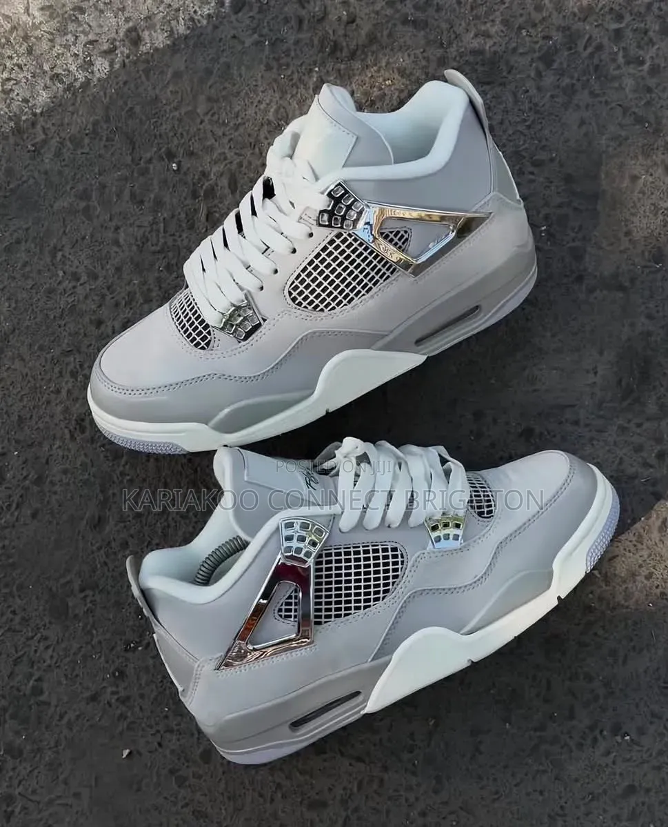 Grey White Air Jordan 4 Sneakers