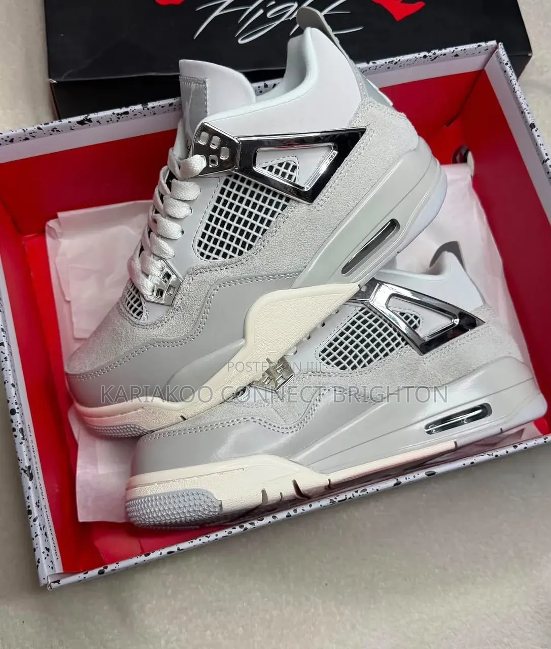Grey White Air Jordan 4 Sneakers