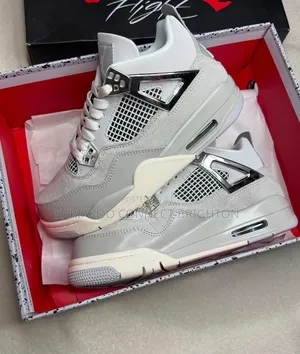Grey White Air Jordan 4 Sneakers
