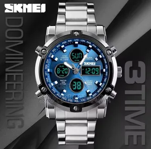 New Skmei 1389 Analog and Digital Waterproof Silver and Blue