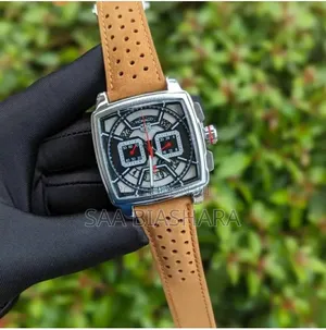 Monaco Classic Watch Brown Genuine Leather and Silver Stainless Steel