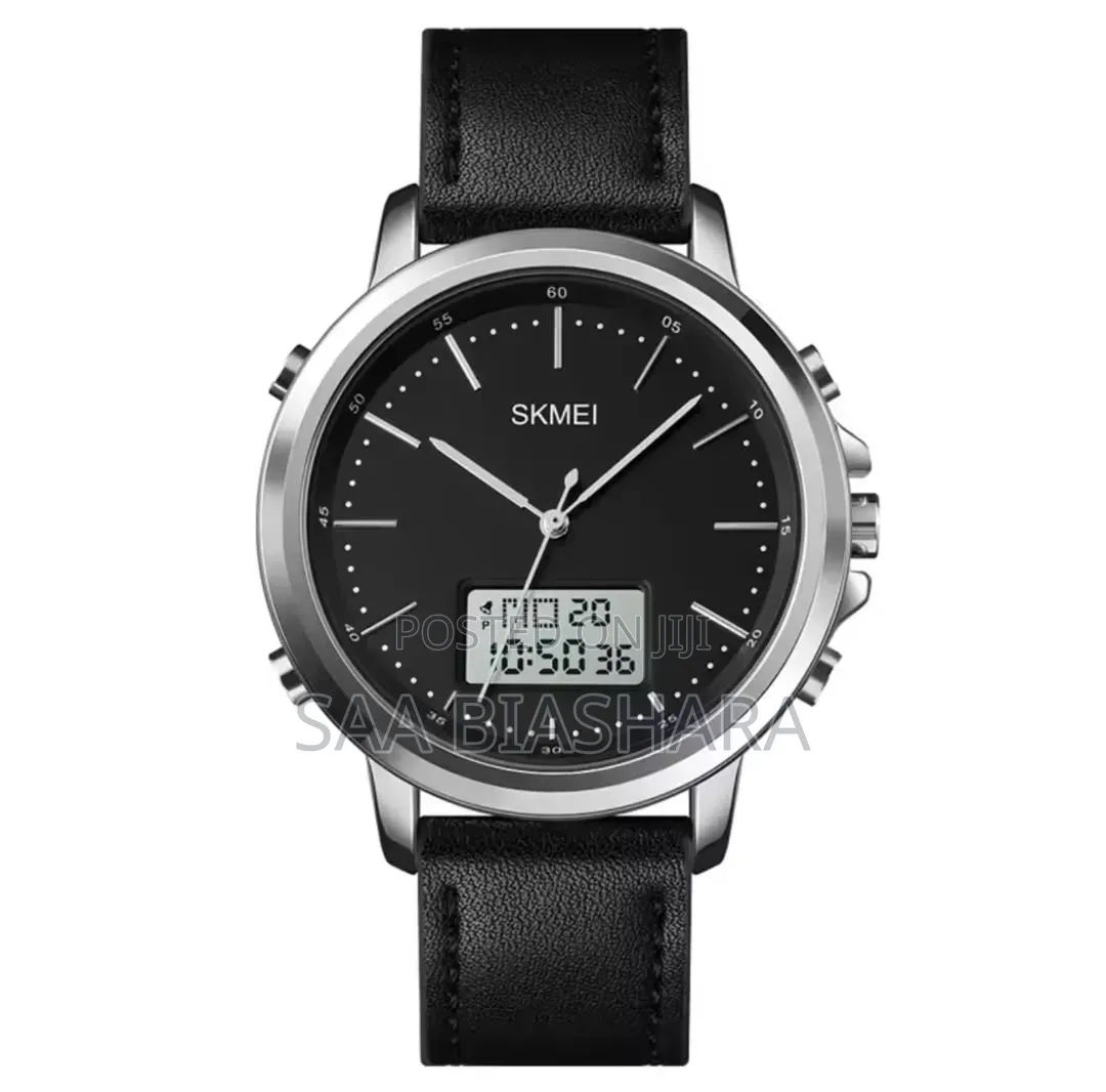 Skmei 1652 Dualtime Watch Water Resistans Silver and Black