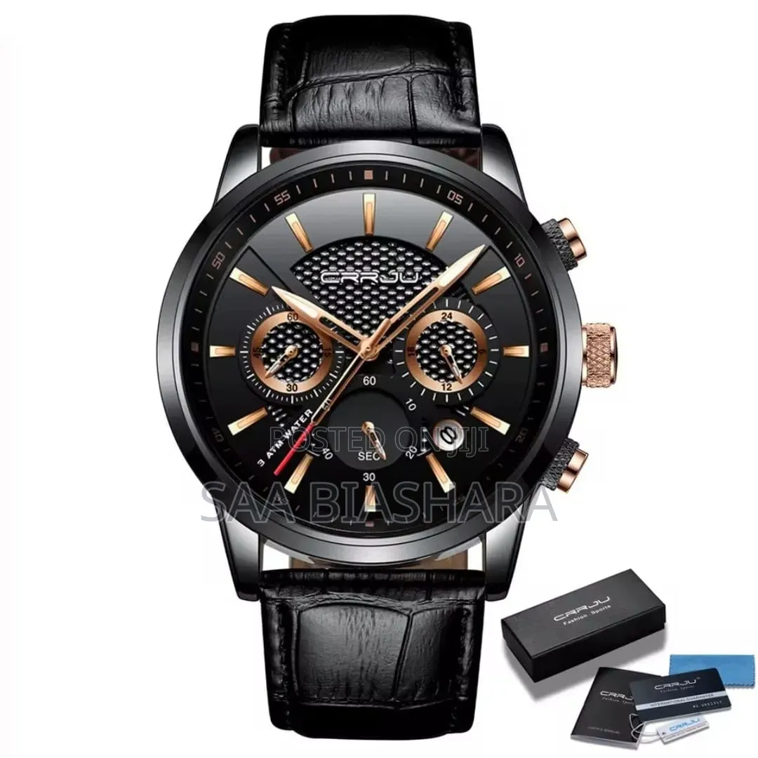 Crrju Mens Bussiness Chronograph Classic Watches Fuĺl Black