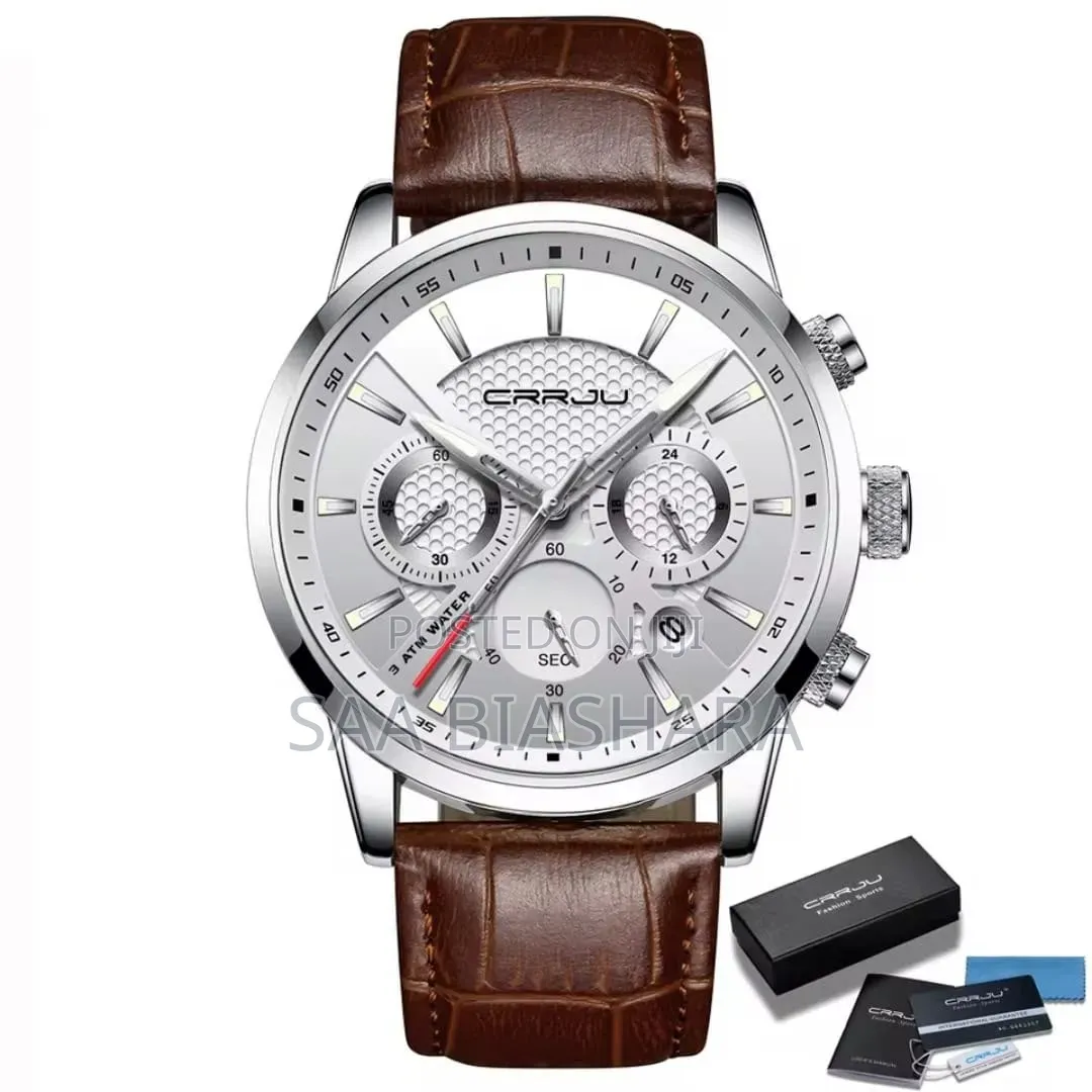 Crrju Bussiness Chronograph Classic Watch Brown and Silver