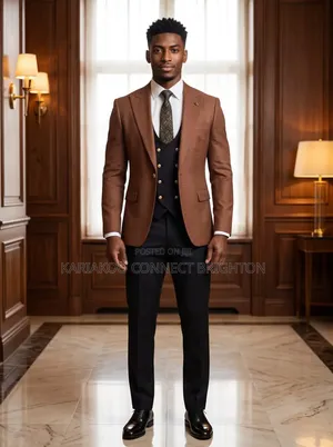 Brown Black 3-PC Combo Suit