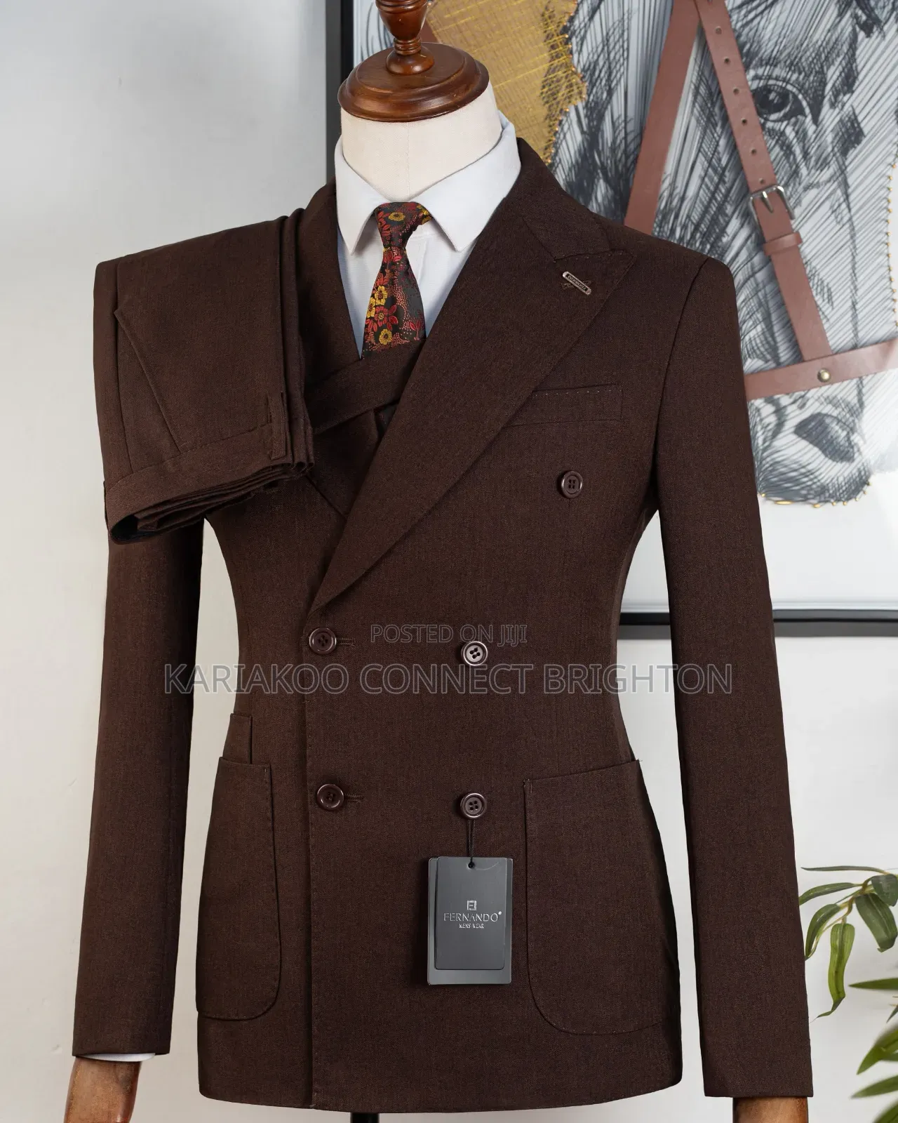 Brown Double-Breasted 3-PC Suit