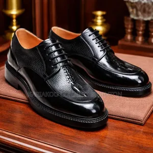 Luxury Black Textured Oxford Shoes
