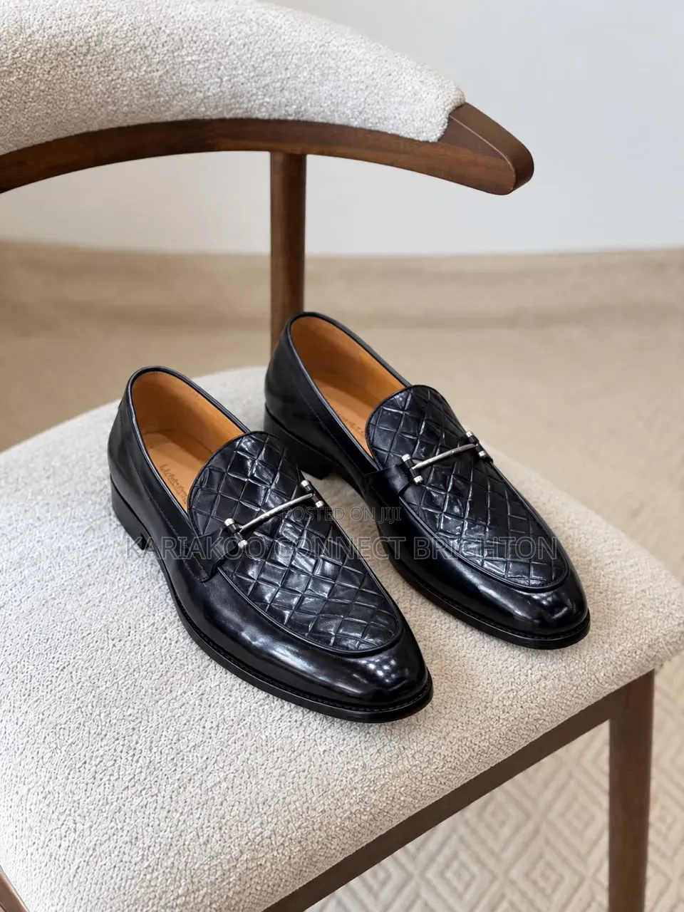 Premium Black Woven Horsebit Loafers