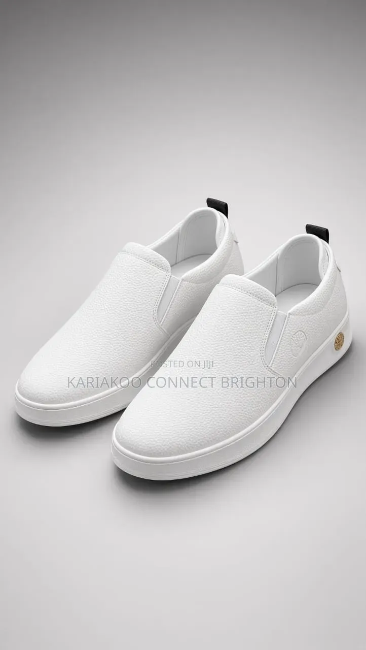 Casual White Leather Slip-on Sneakers