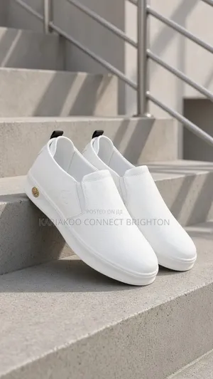 Casual White Leather Slip-on Sneakers