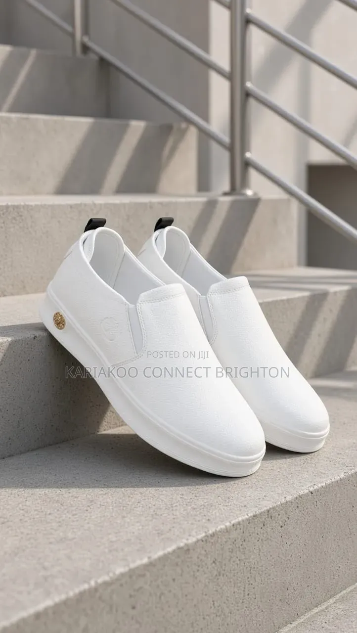 Casual White Leather Slip-on Sneakers
