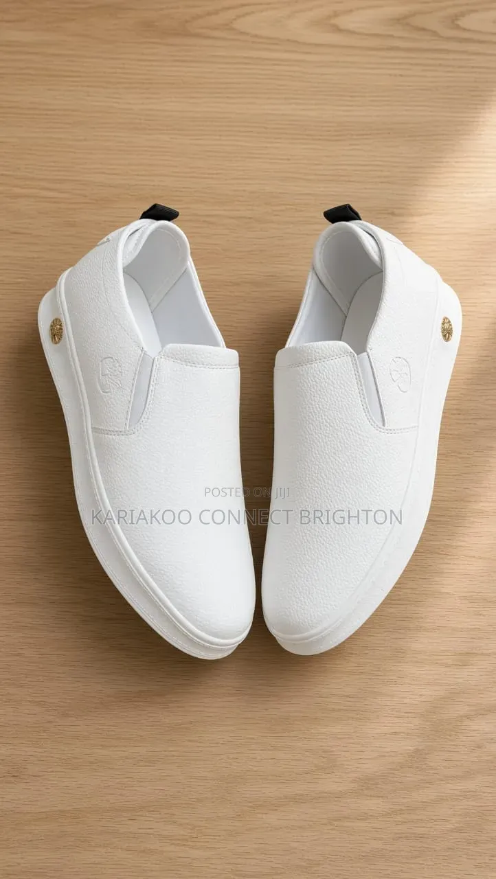 Casual White Leather Slip-on Sneakers