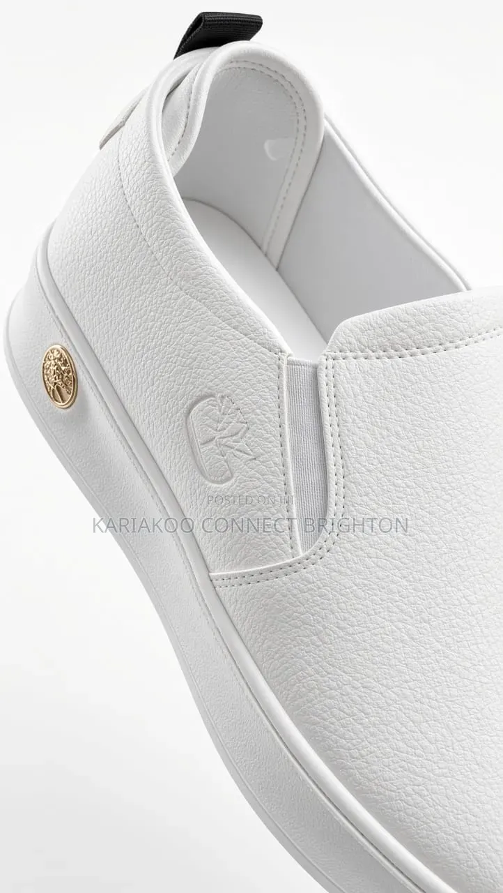Casual White Leather Slip-on Sneakers