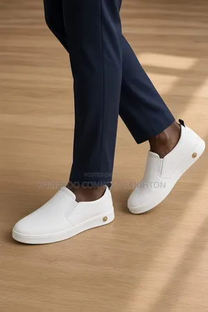 Casual White Leather Slip-on Sneakers