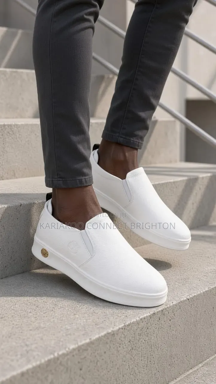 Casual White Leather Slip-on Sneakers
