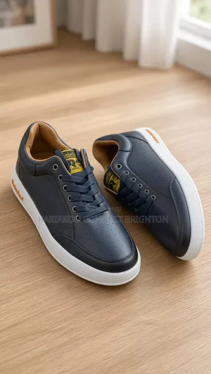 Navy Blue Casual Lace-Up Sneakers