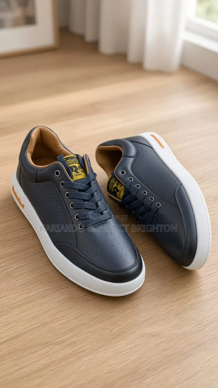 Navy Blue Casual Lace-Up Sneakers