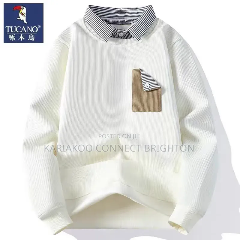 White Collared Knit Sweater