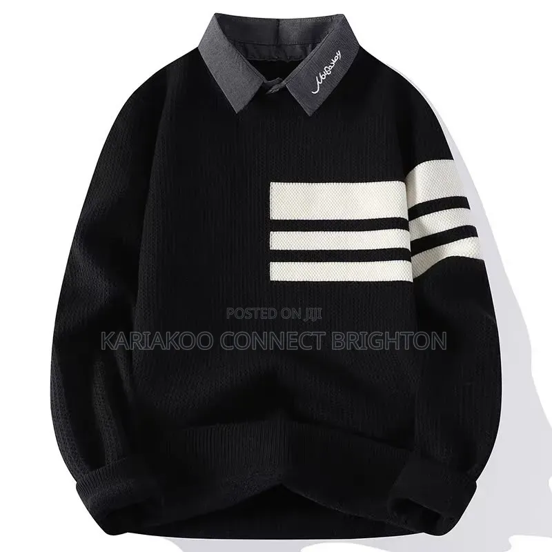 White Collared Knit Sweater