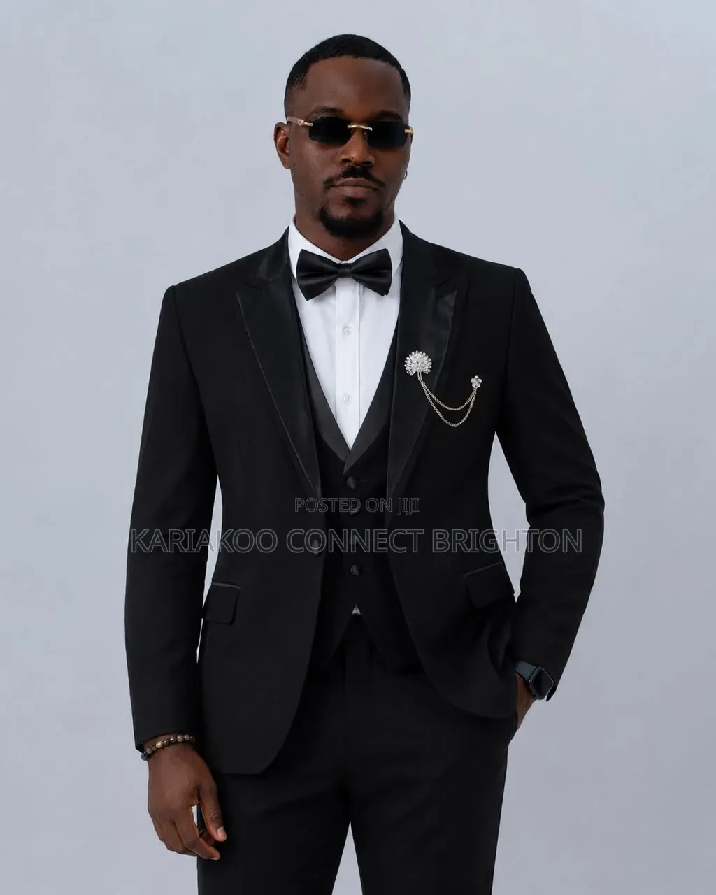 Black Peak Lapel Tuxedo Suit