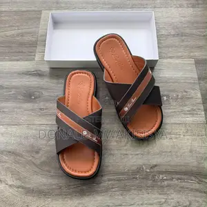 Brown Piana Leather Slides