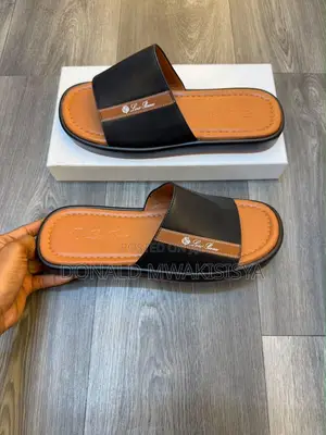 Brown Piana Leather Slides