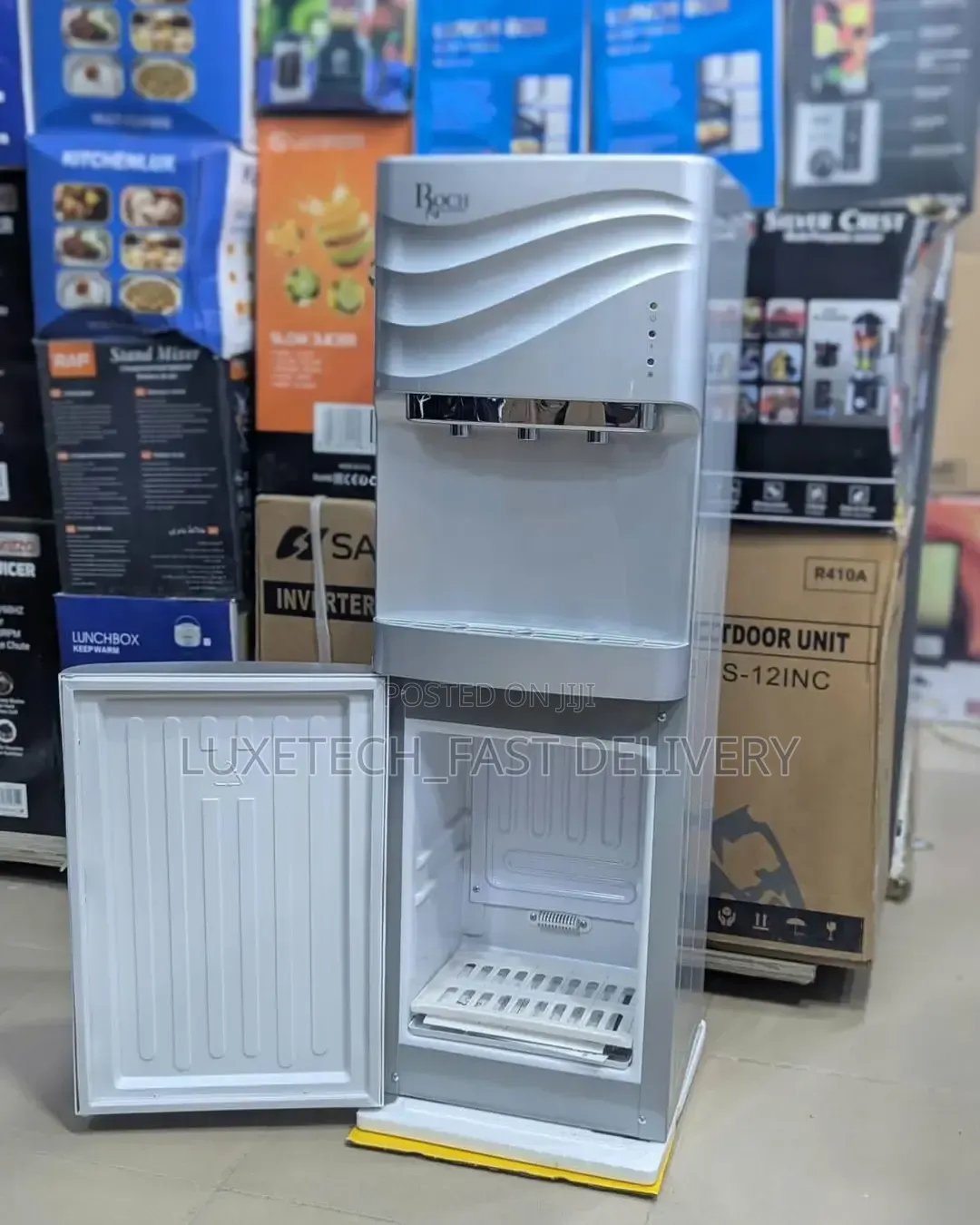 Roch Water Dispenser 3 Taps With Fridge (Silver)