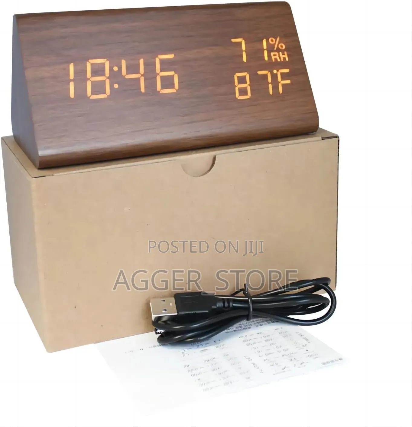 Wooden Digital Clock Watch Alarm Triangle