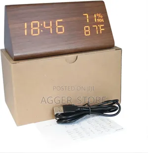 Wooden Digital Clock Watch Alarm Triangle