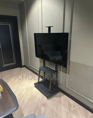 Movable Metal TV Stand Up to 90 Inches With Dual Shelf