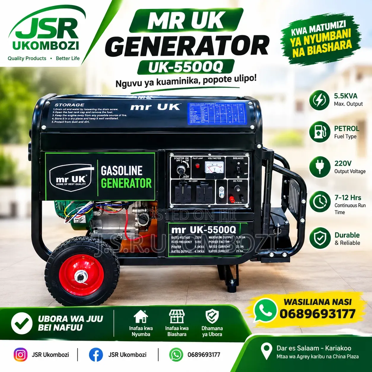 Generator Mr UK. Model :5500Q Kv 5.5
