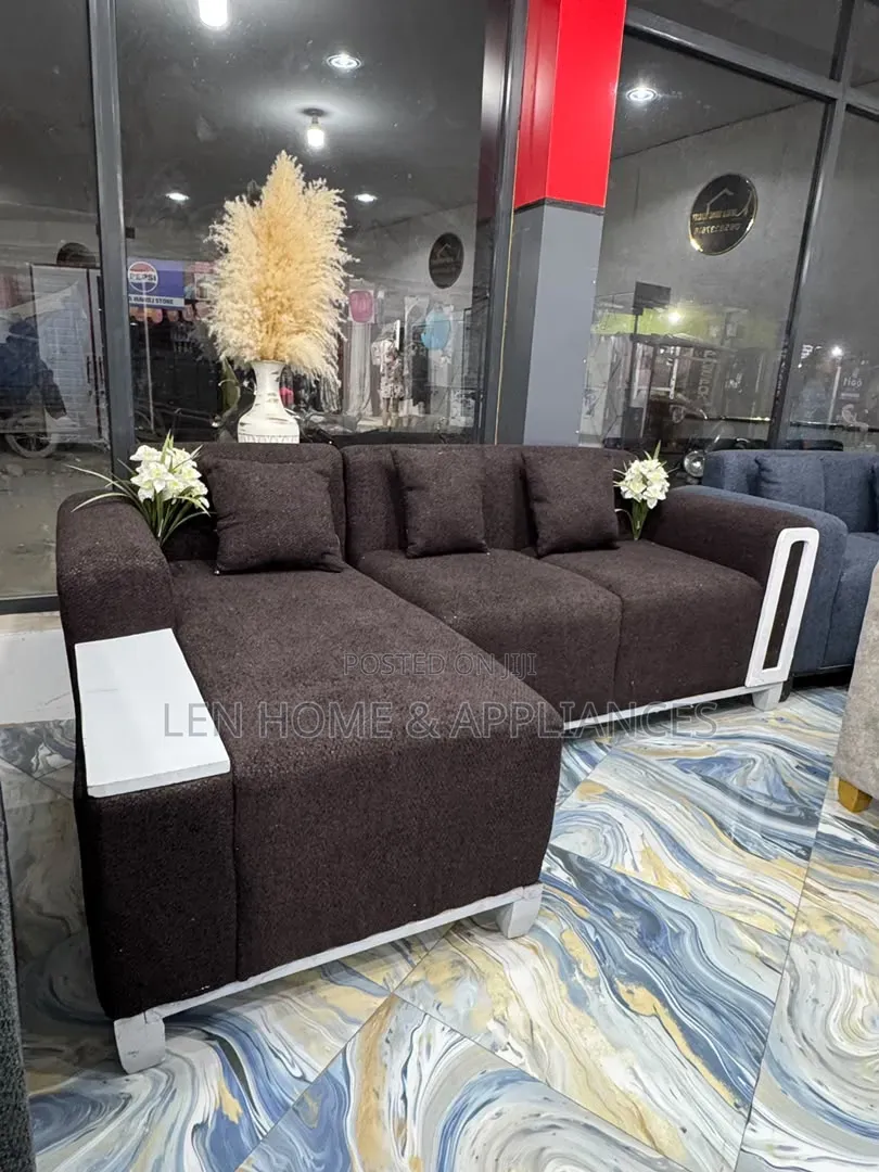 Sofa L Shape Color Chocolate and White
