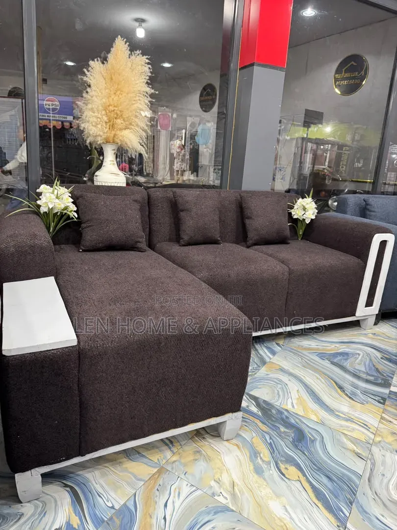 Sofa L Shape Color Chocolate and White