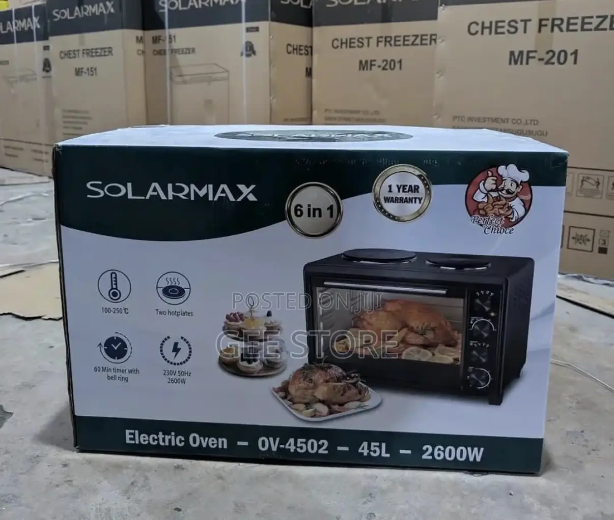 Solarmax 6-in-1 Electric Oven (Model OV-4502) Featuring a 45-Liter