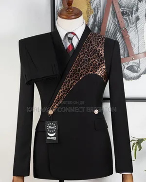 Black and Leopard Print Accent Suit