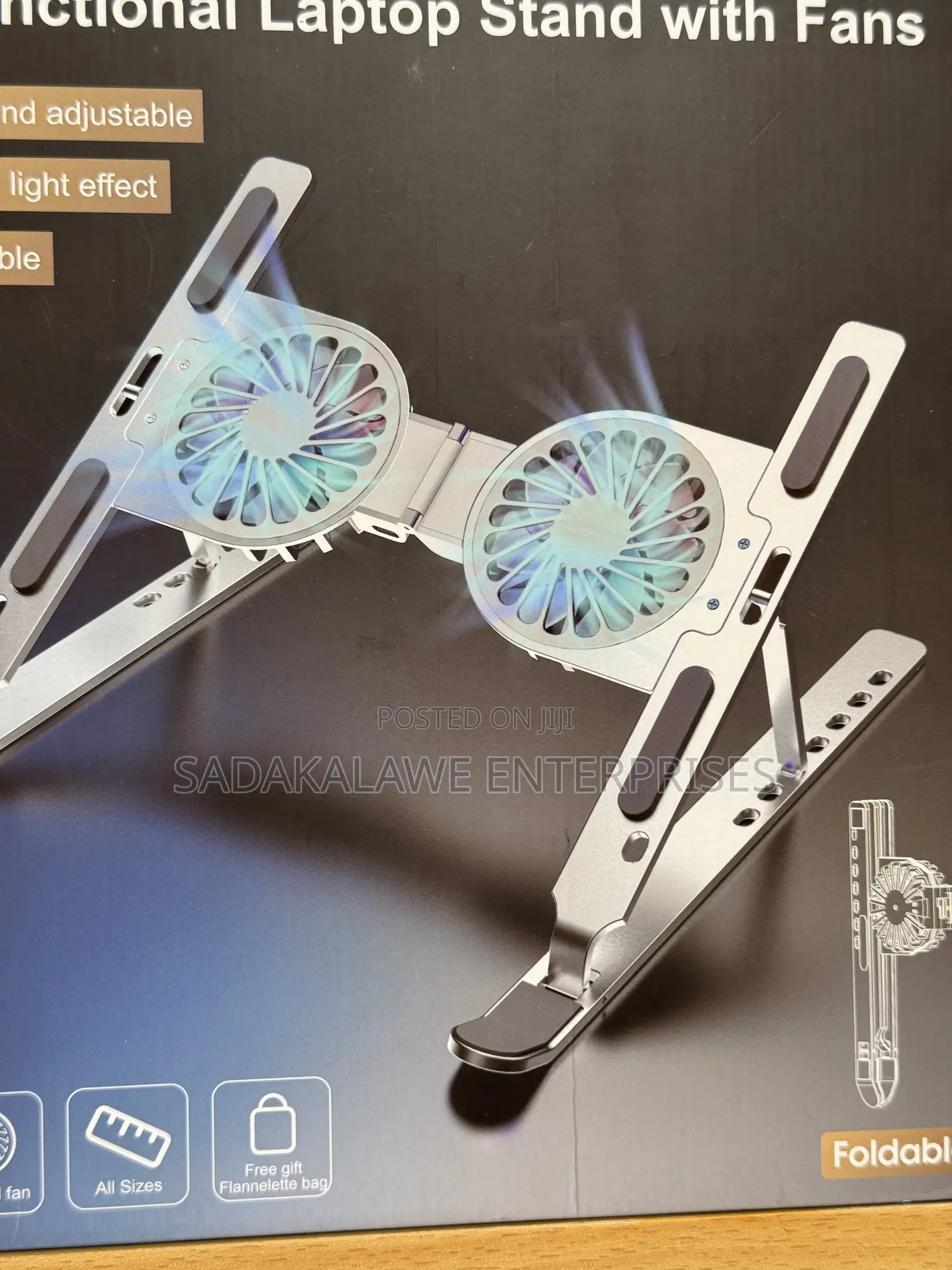 Adjustable Aluminum Laptop Cooling Stand With Dual RGB Fans