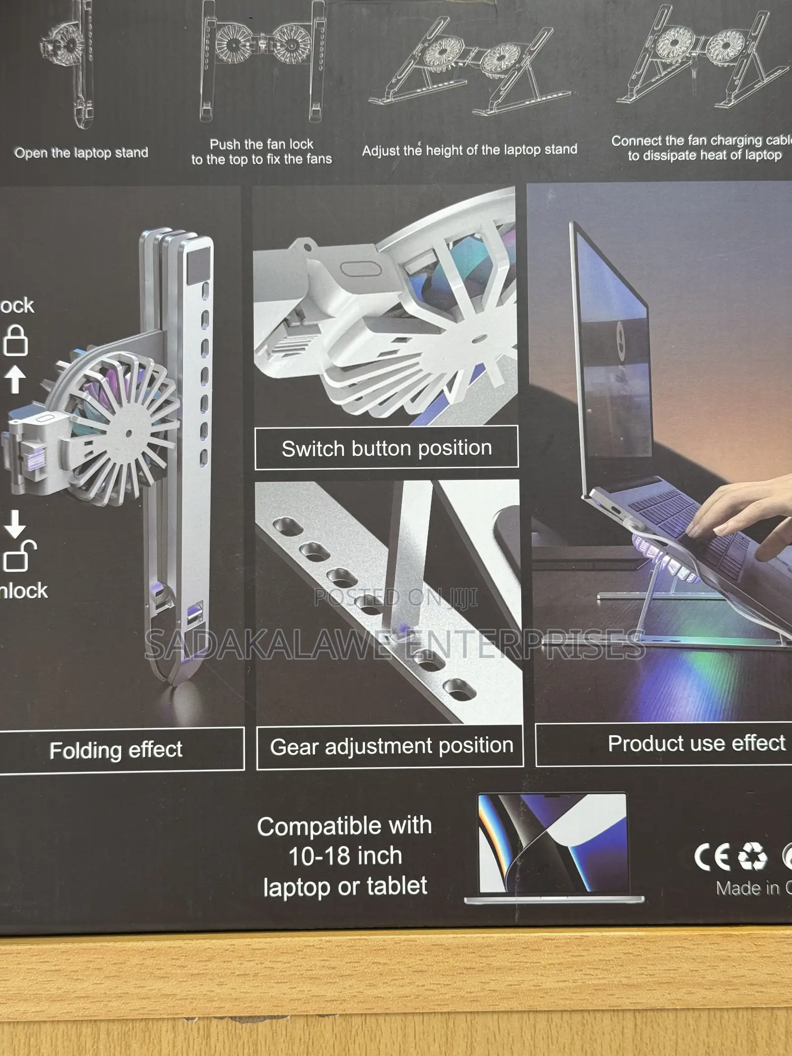 Adjustable Aluminum Laptop Cooling Stand With Dual RGB Fans