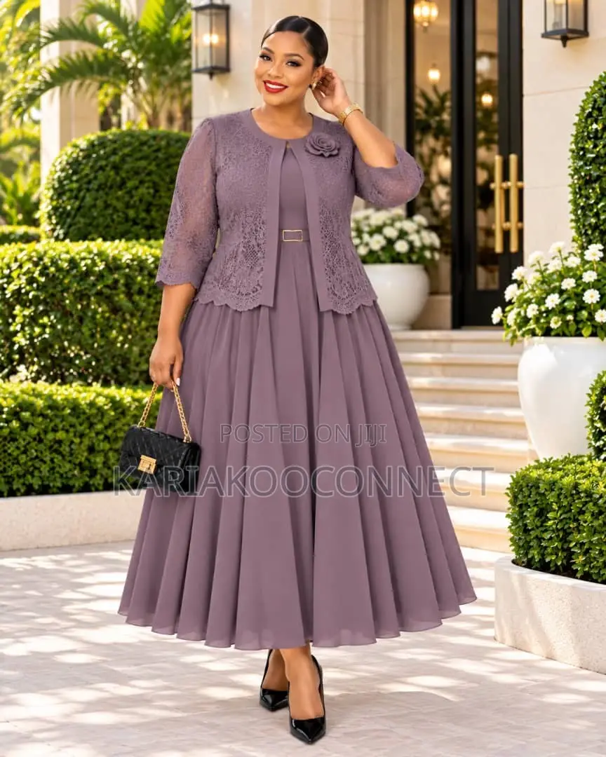 Elegant Lace Jacket Maxi Dress