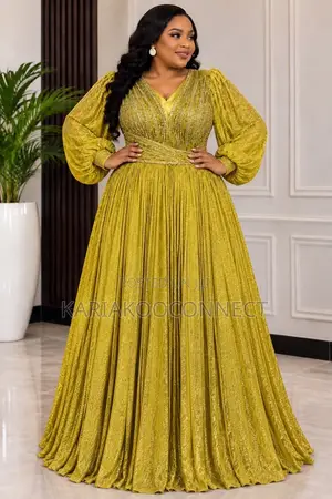 Glitter Ballgown With Ruffle Sleeves