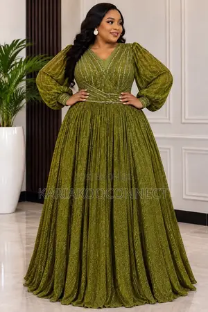 Glitter Ballgown With Ruffle Sleeves