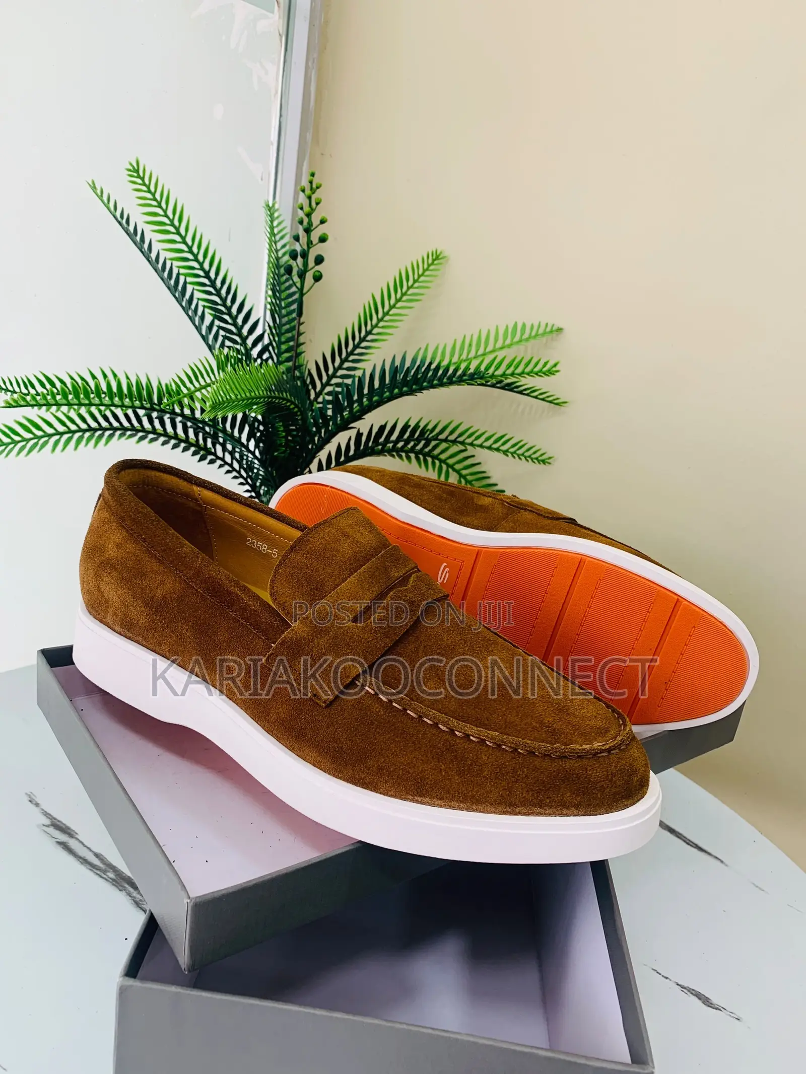Santoni Suede Penny Loafers