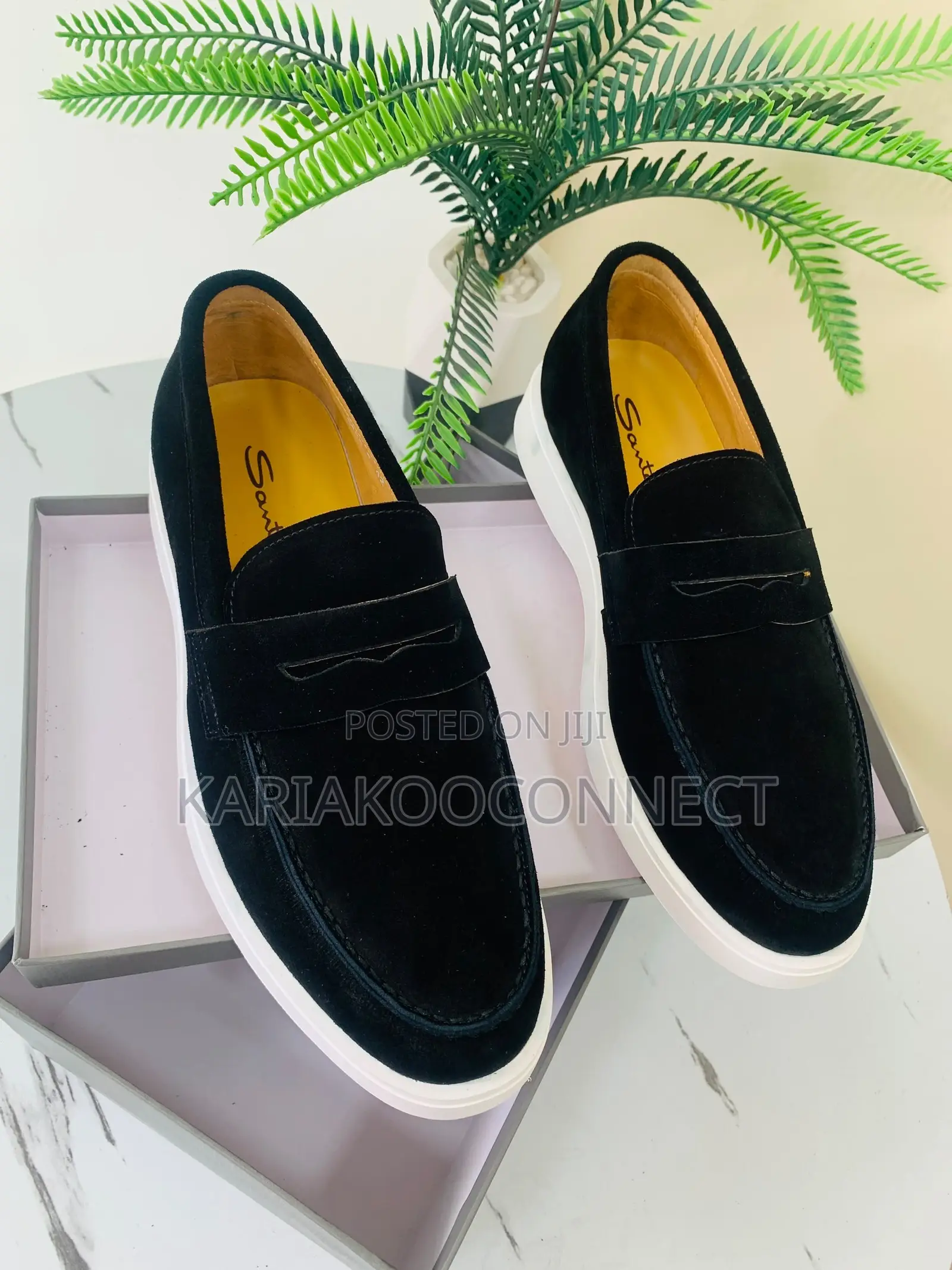 Santoni Suede Penny Loafers