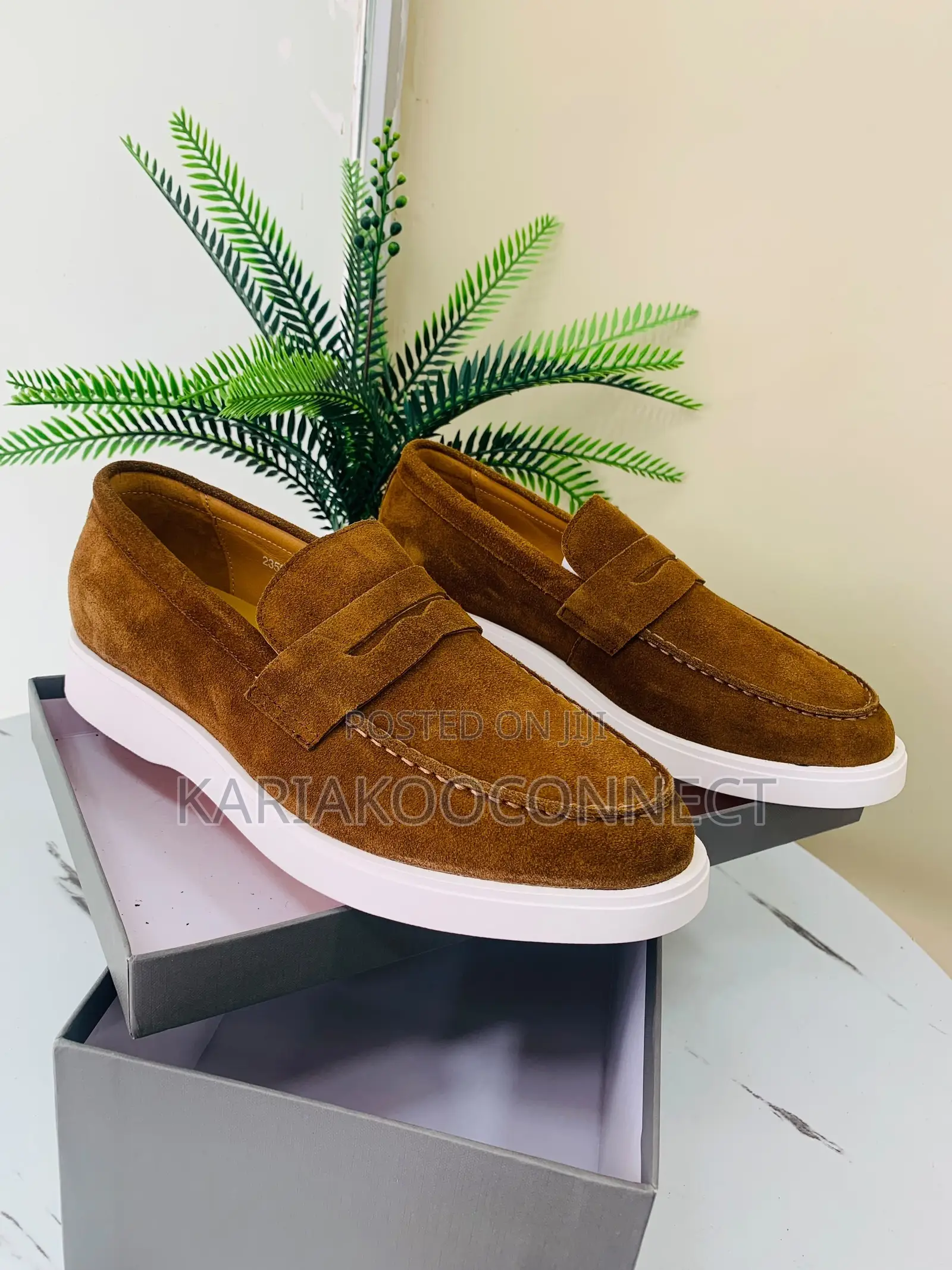 Santoni Suede Penny Loafers
