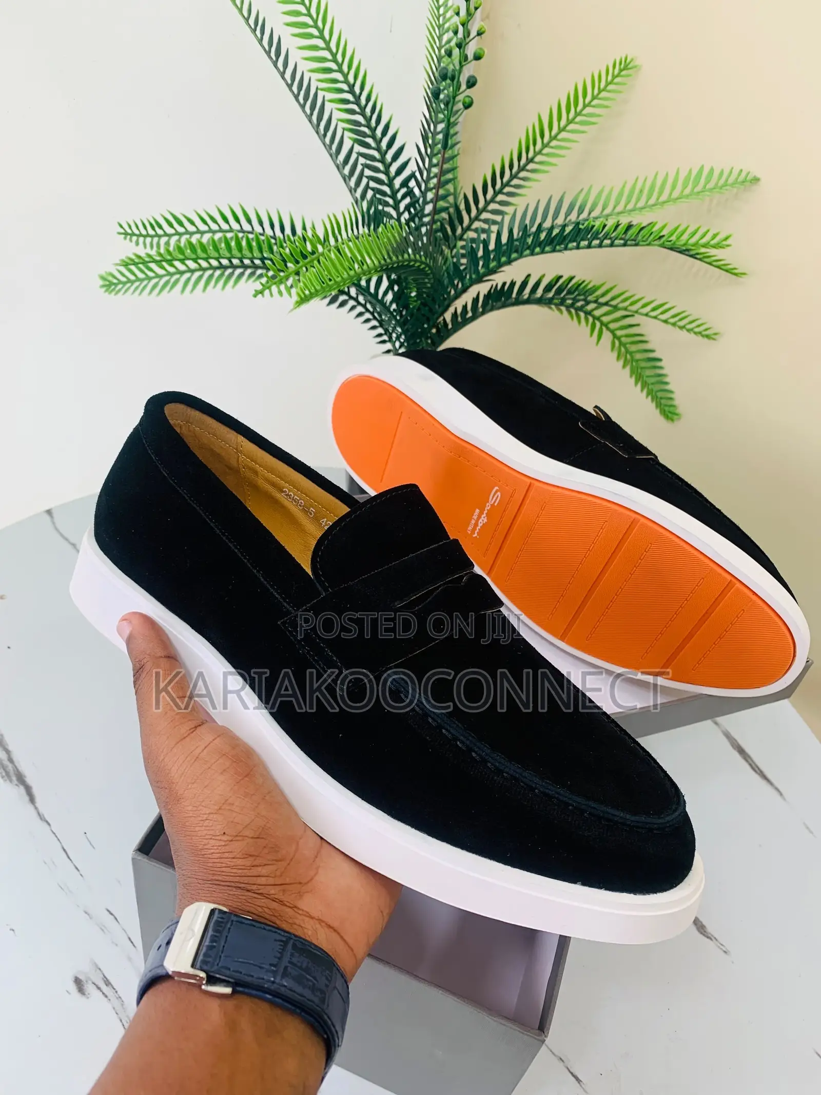 Santoni Suede Penny Loafers