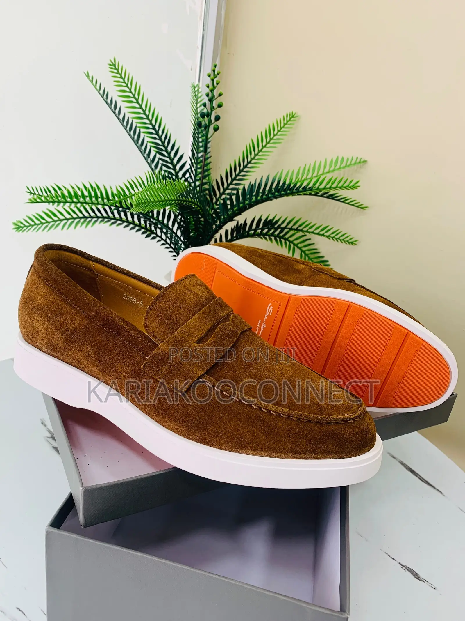 Santoni Suede Penny Loafers