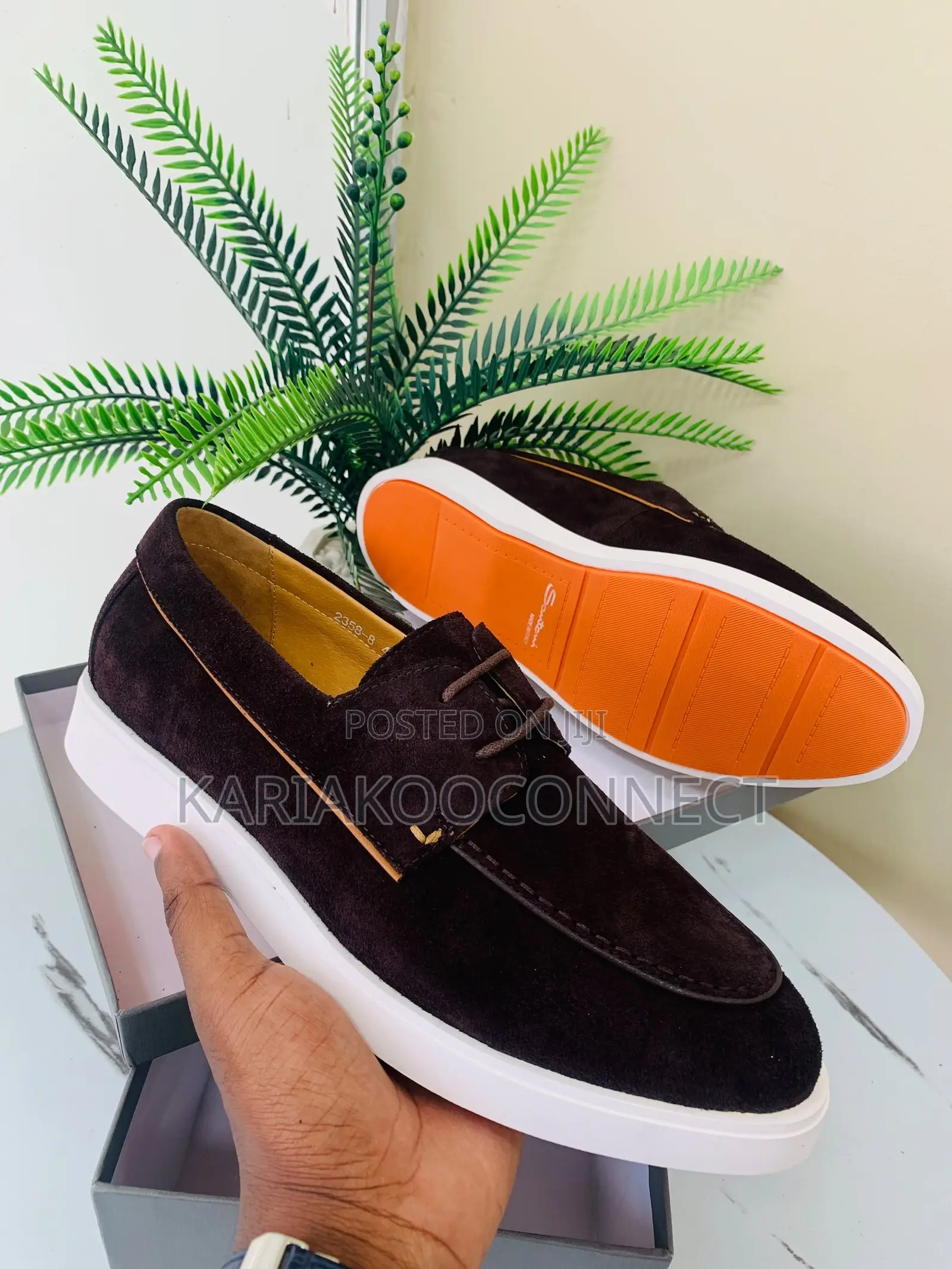 Santoni Suede Lace-Up Loafers – Coffee